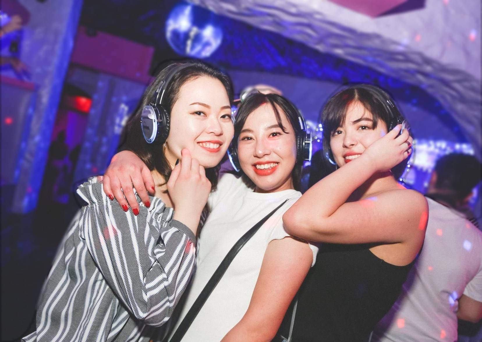3 ladies having fun at silent disco